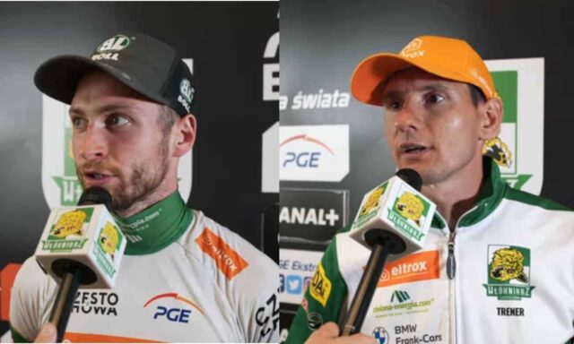 Kacper Woryna oraz Piotr Świderski po meczu Eltrox Włókniarz Częstochowa – Moje Bermudy Stal Gorzów