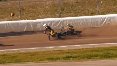 Groźny upadek na treningu Sparty Wrocław we Francji! Zawodnicy szczepili się na łuku [Wideo]