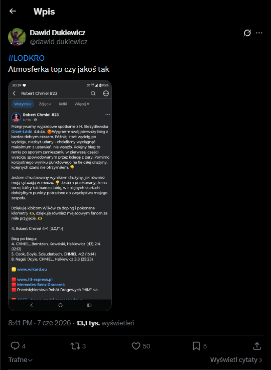 Żużel. Te wpisy mówią wszystko. Przegląd żużlowego internetu po weekendzie 4 Zrzut ekranu 2026 06 08 185326