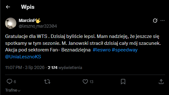 Żużel. Przegląd żużlowego internetu po weekendzie 2 Zrzut ekranu 2026 07 06 170440