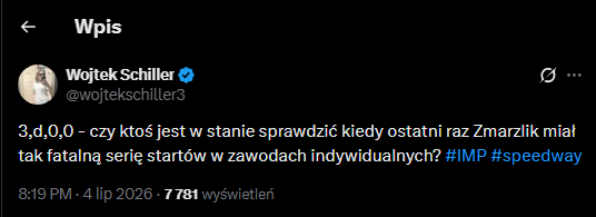 Żużel. Przegląd żużlowego internetu po weekendzie 4 Zrzut ekranu 2026 07 06 170908