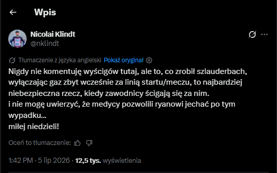 Żużel. Przegląd żużlowego internetu po weekendzie 5 Zrzut ekranu 2026 07 06 171727