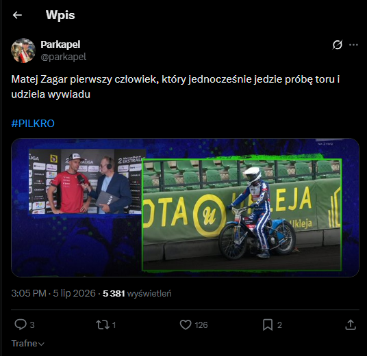 Żużel. Przegląd żużlowego internetu po weekendzie 6 Zrzut ekranu 2026 07 06 172421
