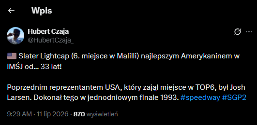 Żużel. Internet żyje speedwayem. Przegląd żużlowego internetu 2 Zrzut ekranu 2026 07 13 172426